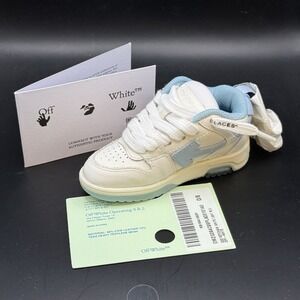 Off-White Out of Office "OOO" Sneaker Keychain White/Lt Blue Leather Bag Charm